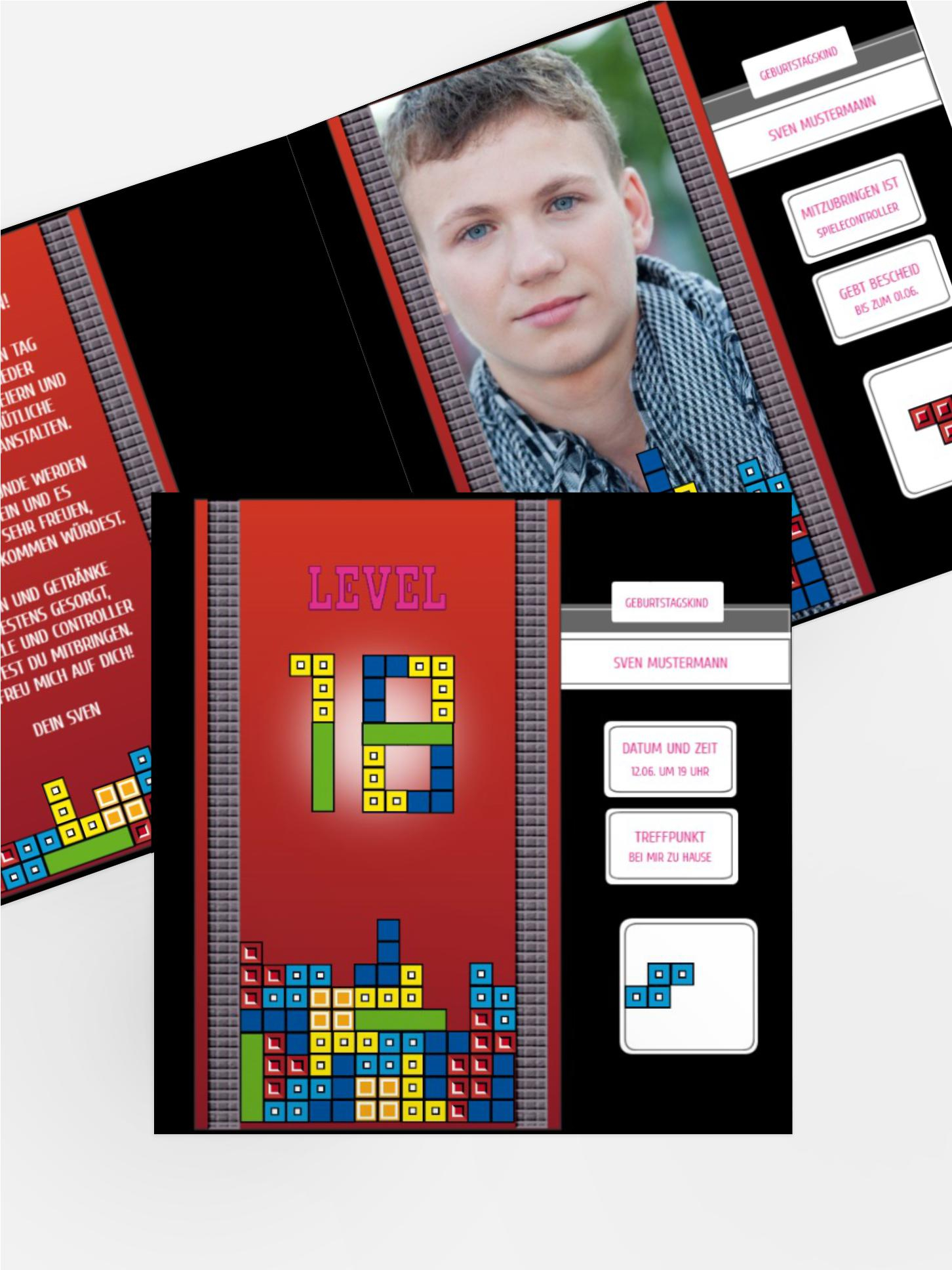 Einladung zum 18. Geburtstag 8bit Game 18 Foto