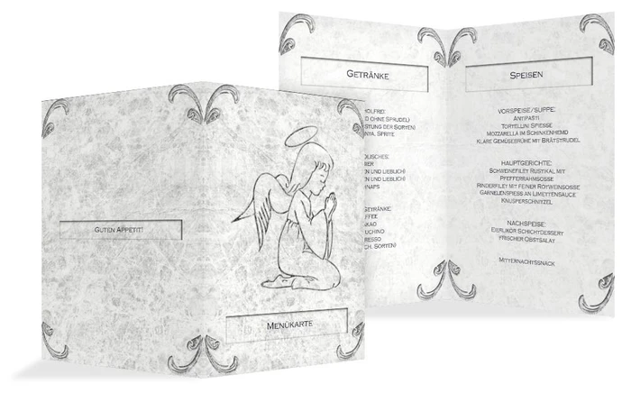 Menükarte zur Kommunion Relief-Engelchen