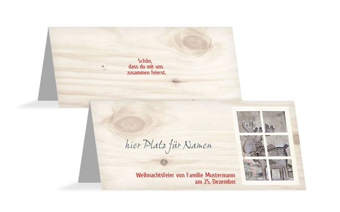Weihnachtstischkarte Holzelch