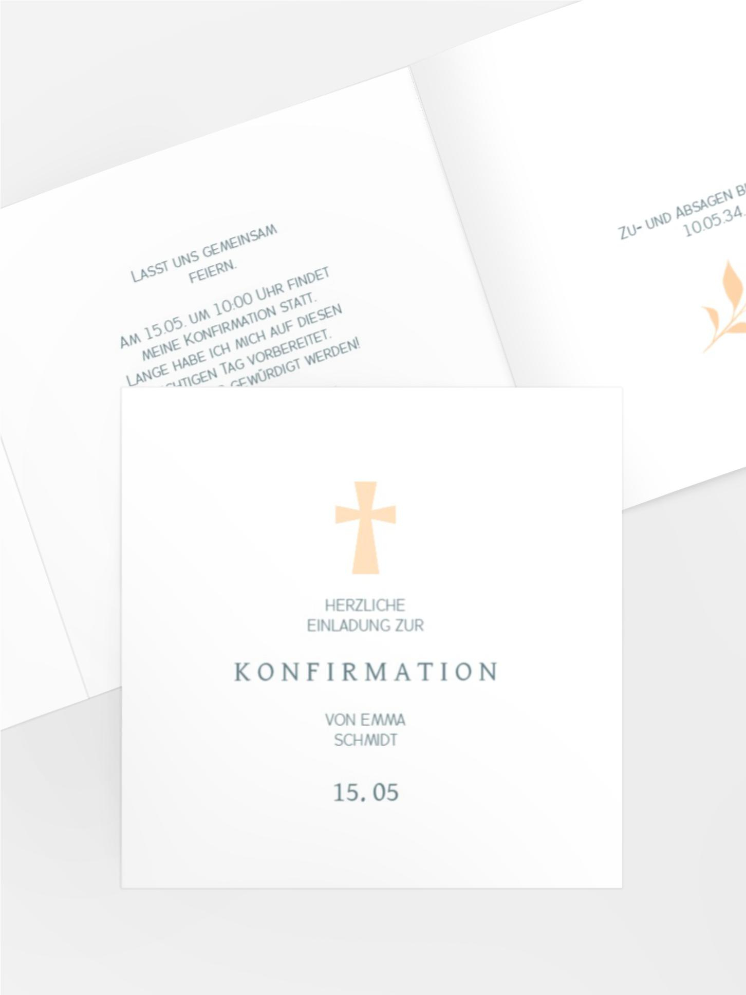 Einladungskarte Konfirmation Beiges Kreuz
