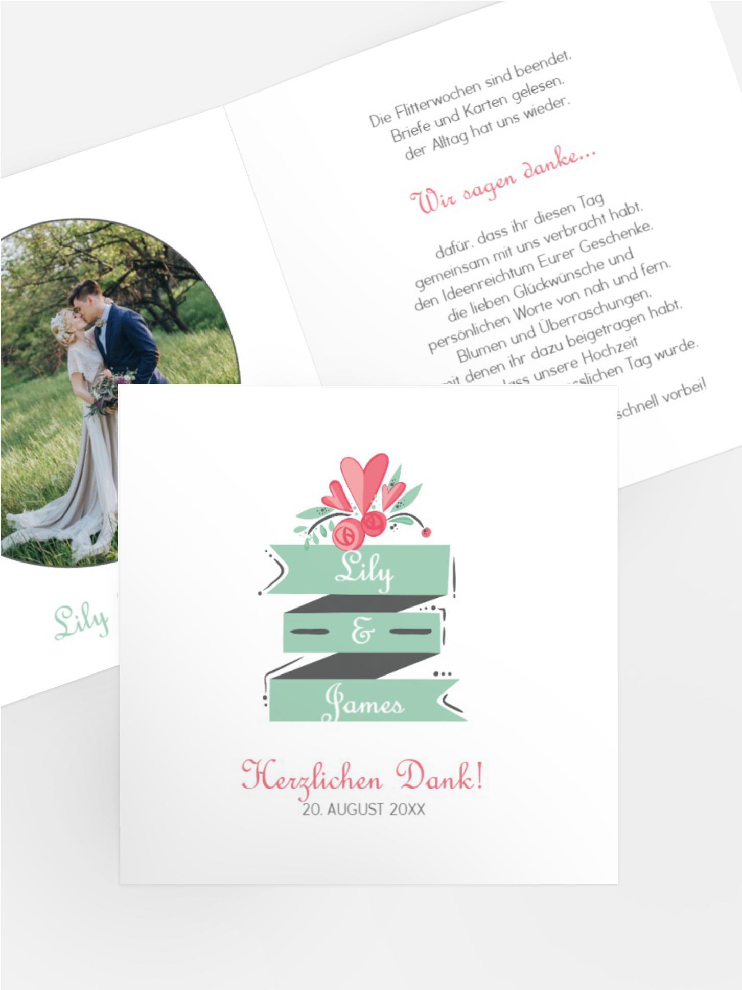 Hochzeit Danksagung Du & Ich