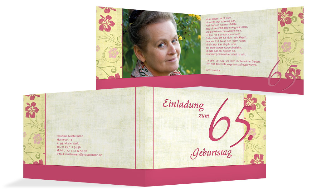 Einladung zum Geburtstag Hibiskus 65 Foto Einladung zum Geburtstag Hibiskus 65 Foto