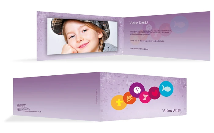 Danksagung zur Kommunion bunte Elemente Danksagung zur Kommunion bunte Elemente