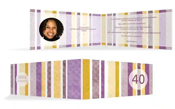 Geburtstagseinladung Gestreift 40 Foto