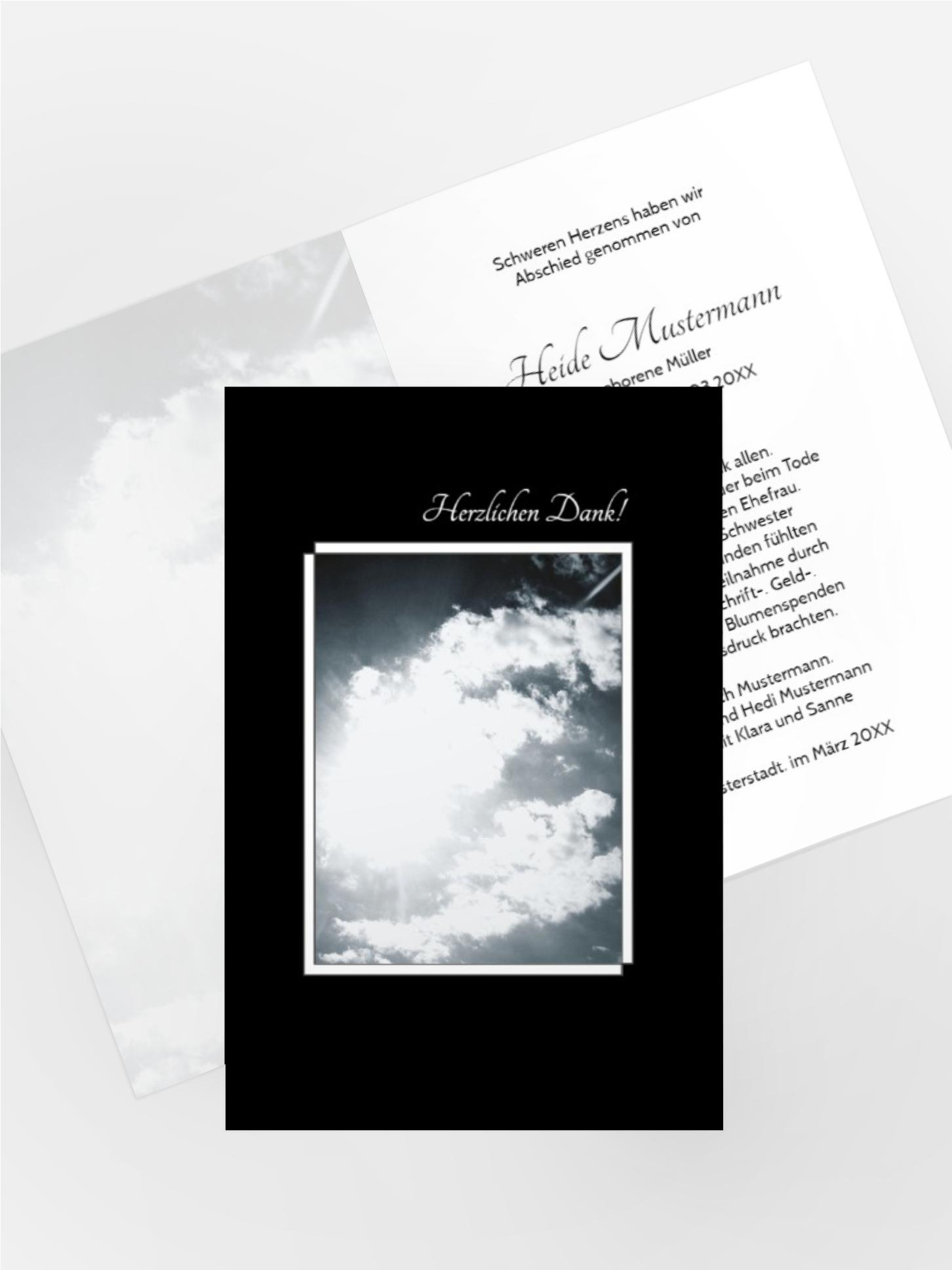 Dankeskarte Wolkenhimmel hoch