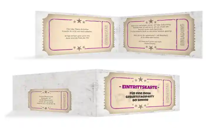 Einladung zum Geburtstag Eintrittskarte