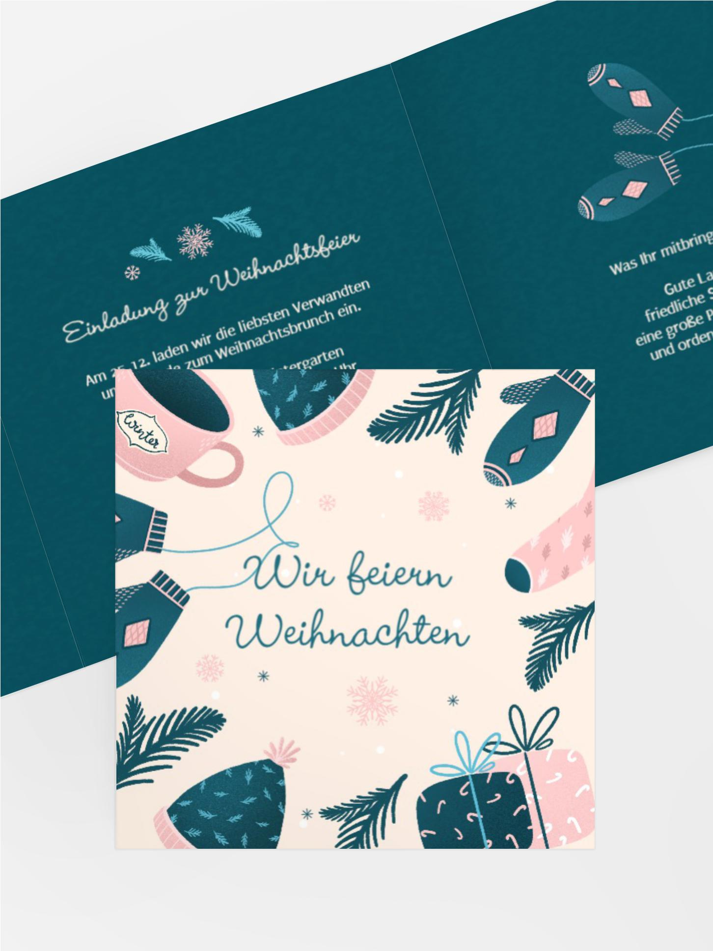 Weihnachtseinladung Pastellige Winterzeit Weihnachtseinladung Pastellige Winterzeit