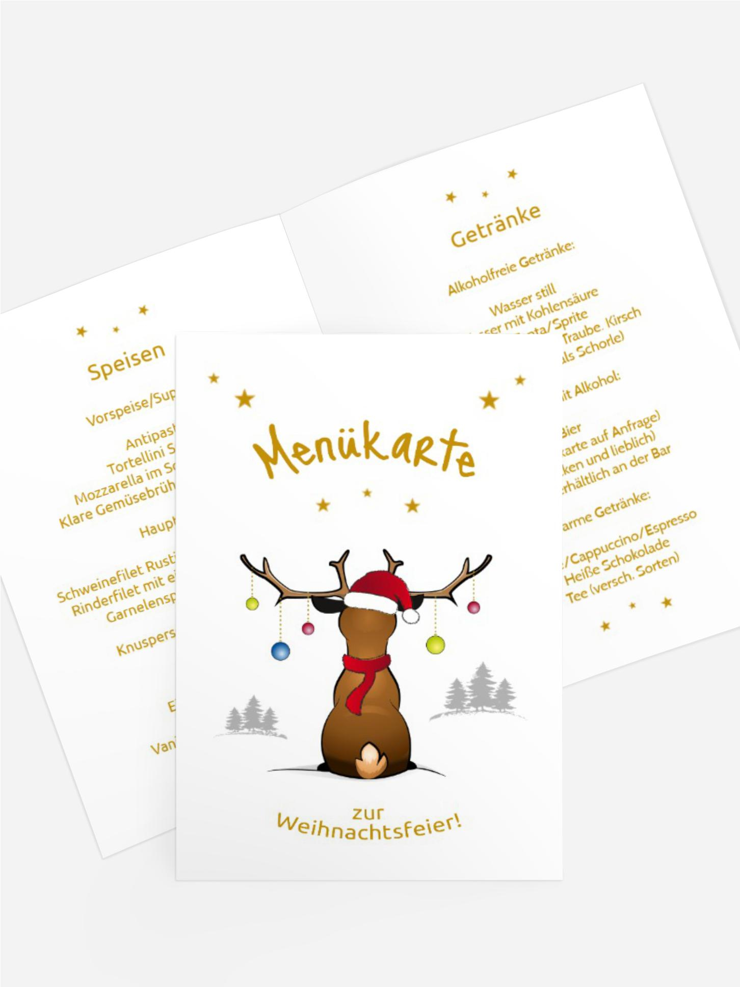 Menükarte Weihnachten Rudolph