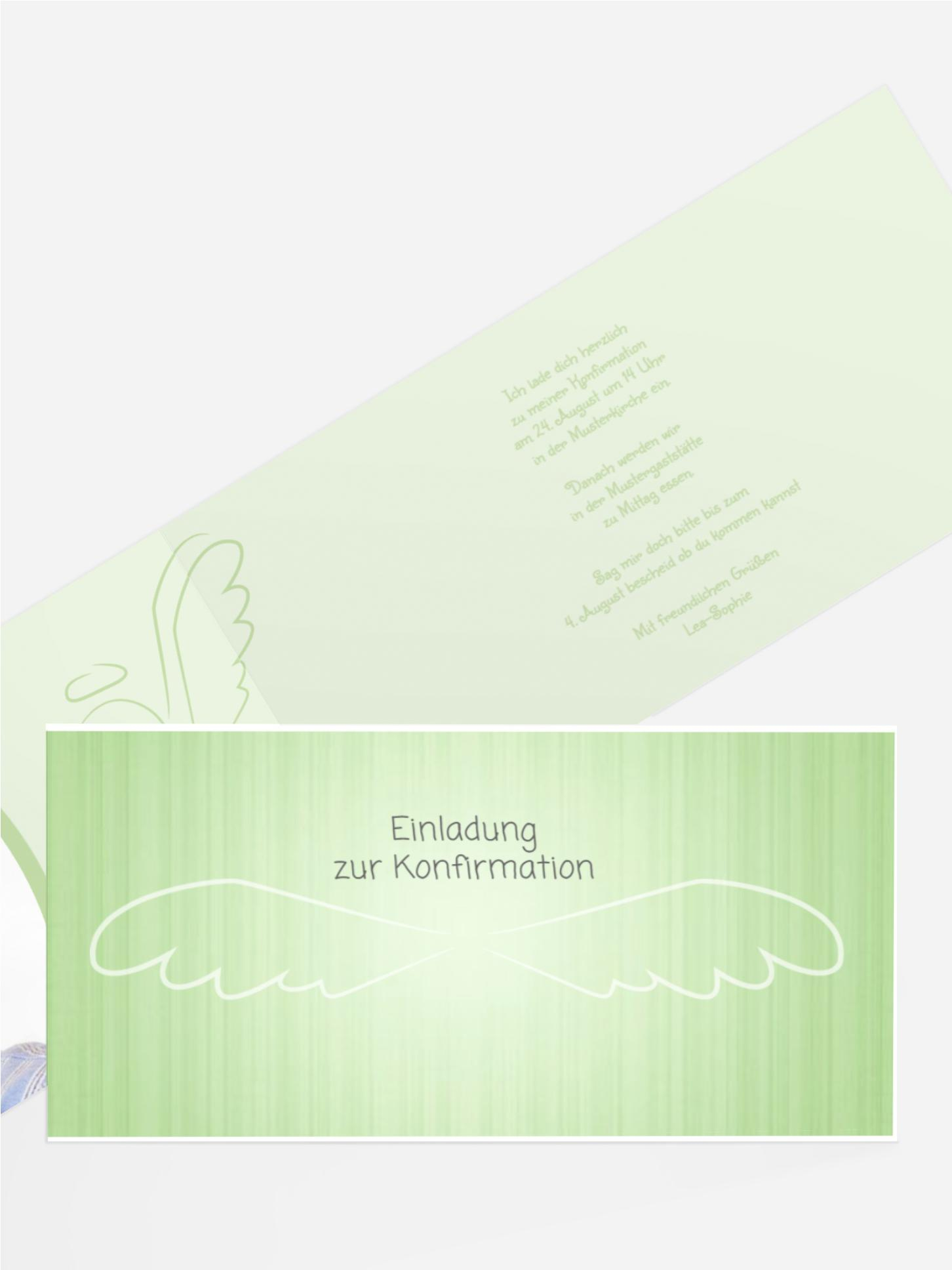 Einladungskarte Konfirmation Angel Wings