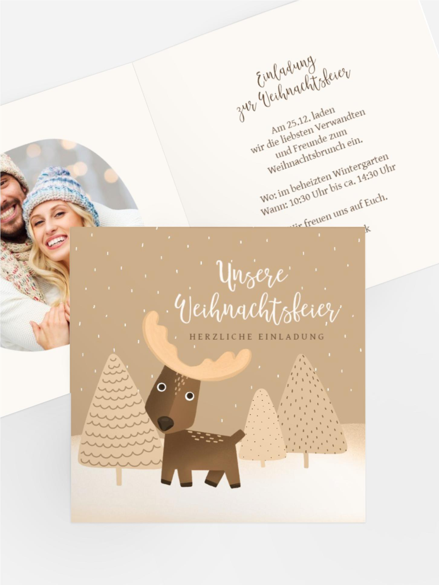 Weihnachtseinladung Kleiner Hirsch