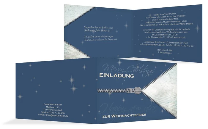 Einladung zur Weihnachtsfeier Geschäftlich Reißverschluss Einladung zur Weihnachtsfeier Geschäftlich Reißverschluss