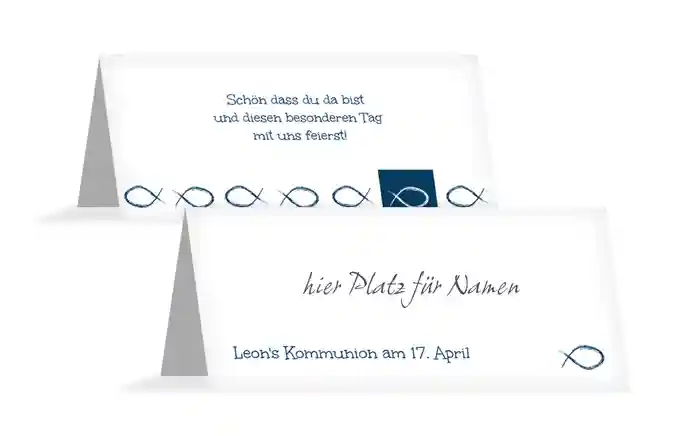 Tischkarte Kommunion Fische