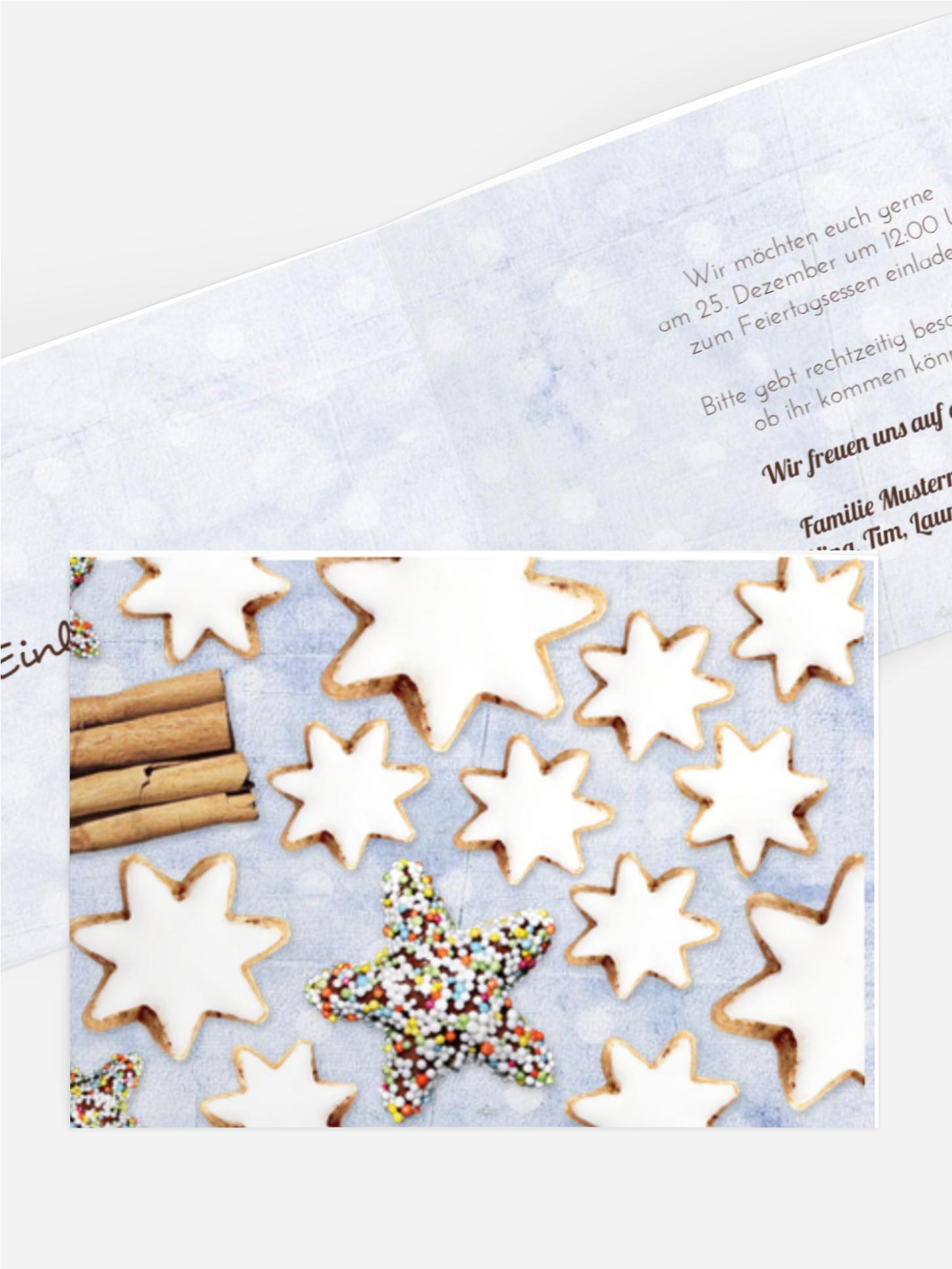 Weihnachts Einladungskarte privat Plätzchentisch