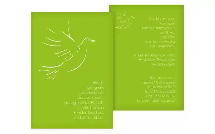Einladungskarte Kommunion Pigeon