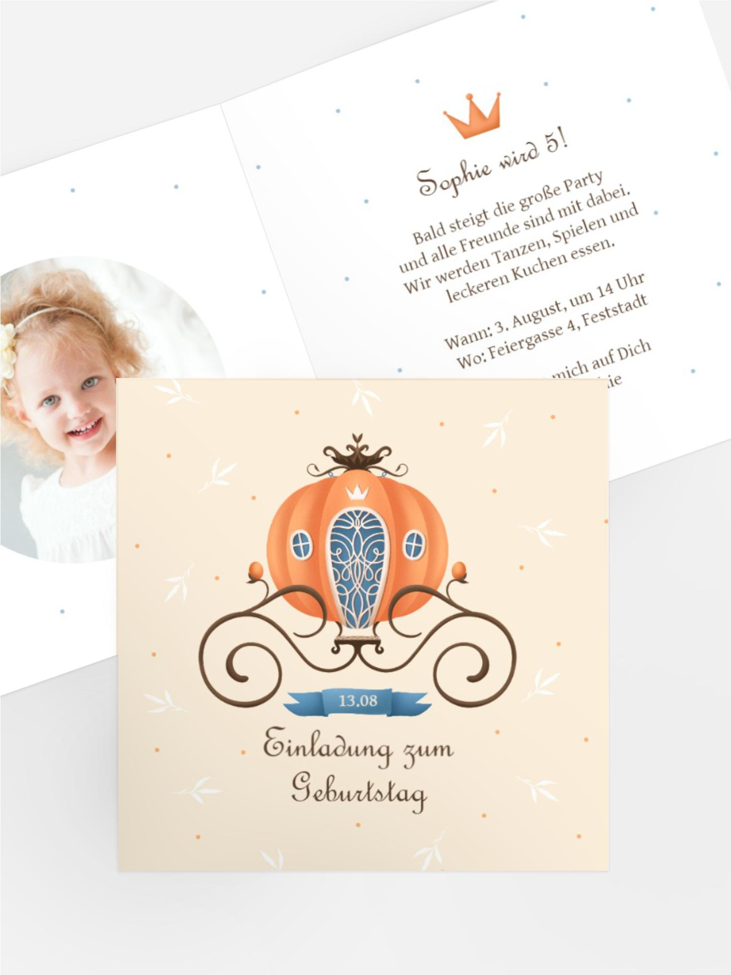 Kindergeburtstagseinladung Aschenbrödel