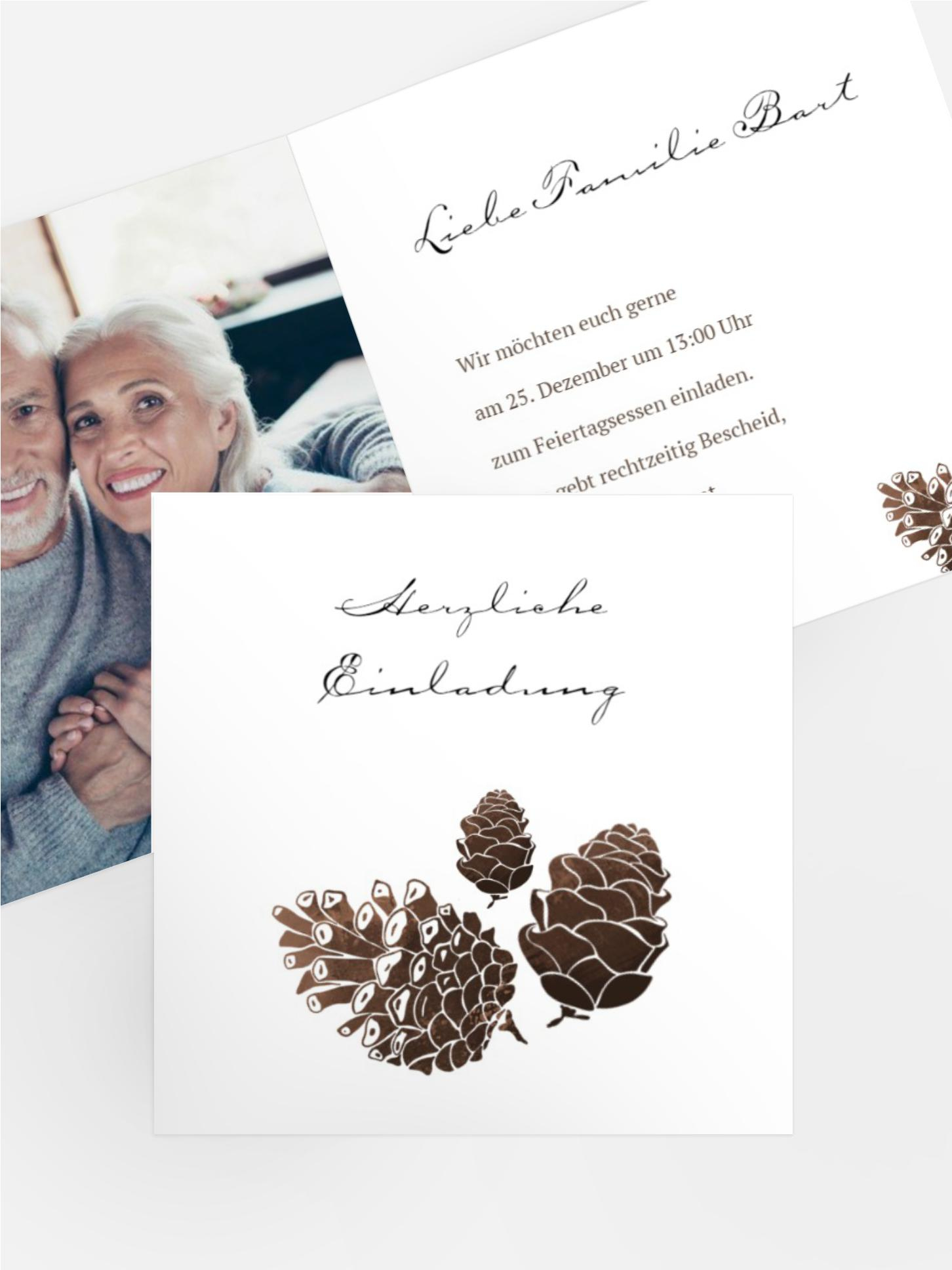 Foto Weihnachtseinladung Tannenzapfen Foto Weihnachtseinladung Tannenzapfen