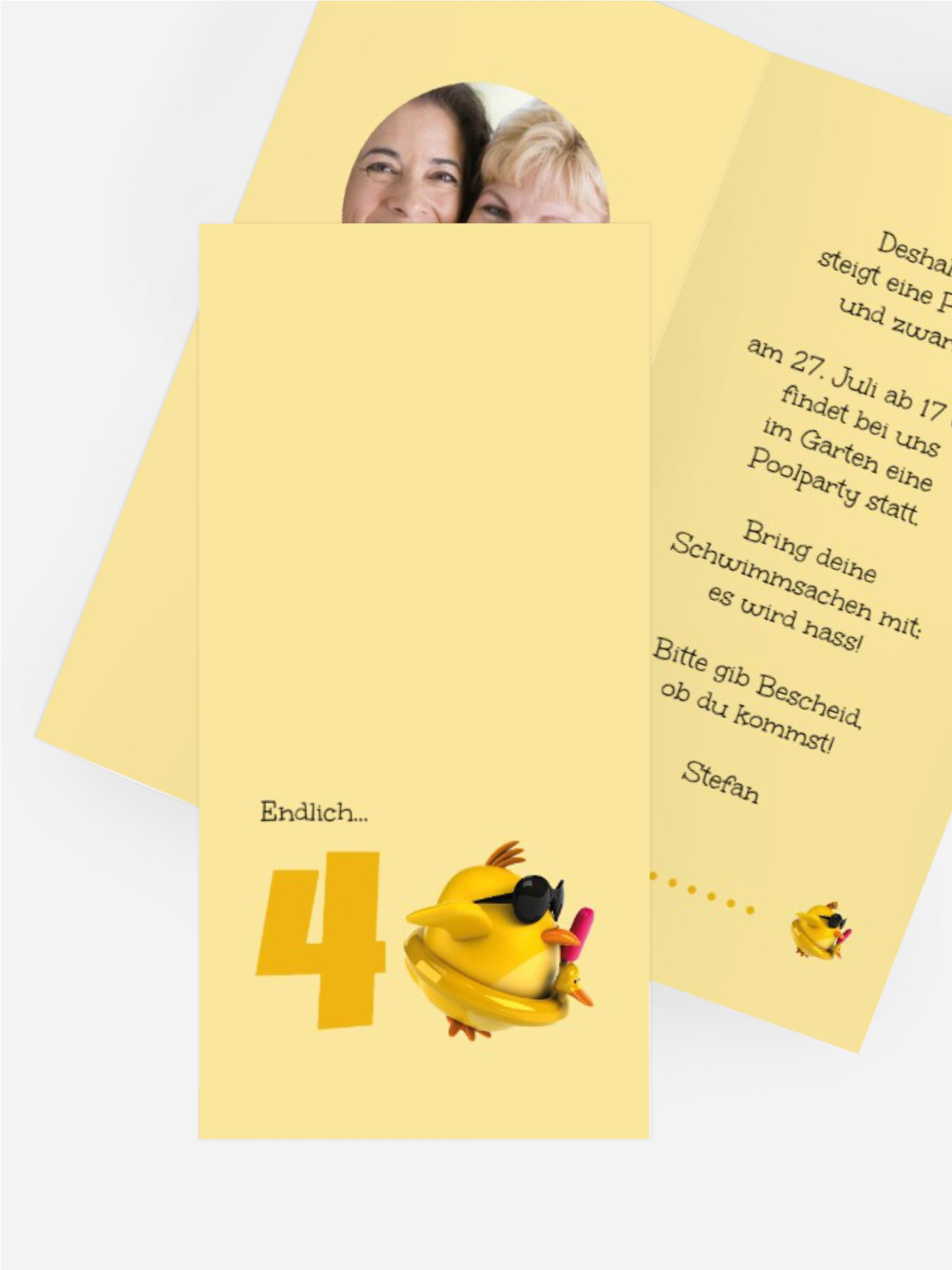 Geburtstagseinladungskarte Kuecken 40 Foto