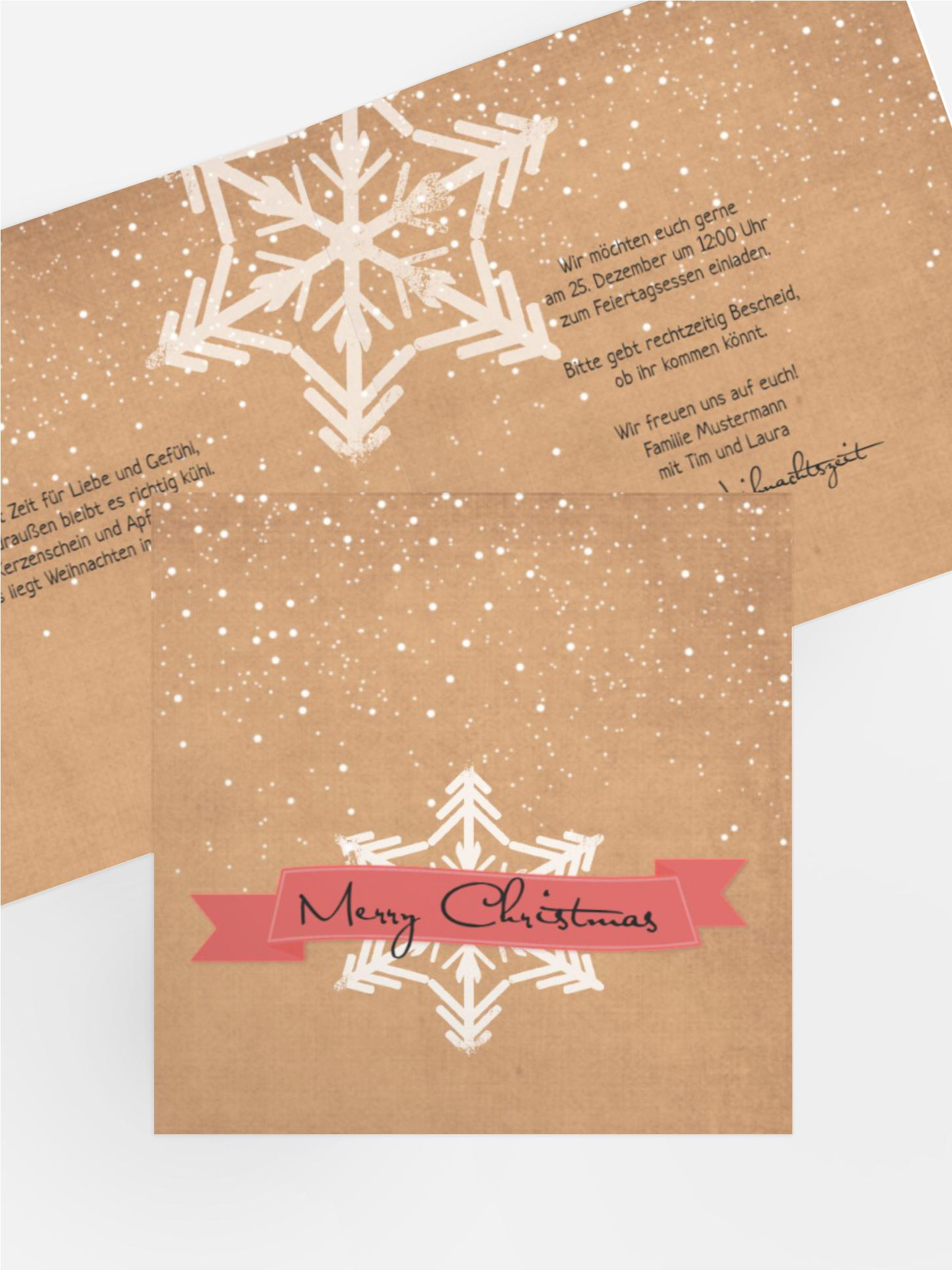 Weihnachtseinladung Schneestern
