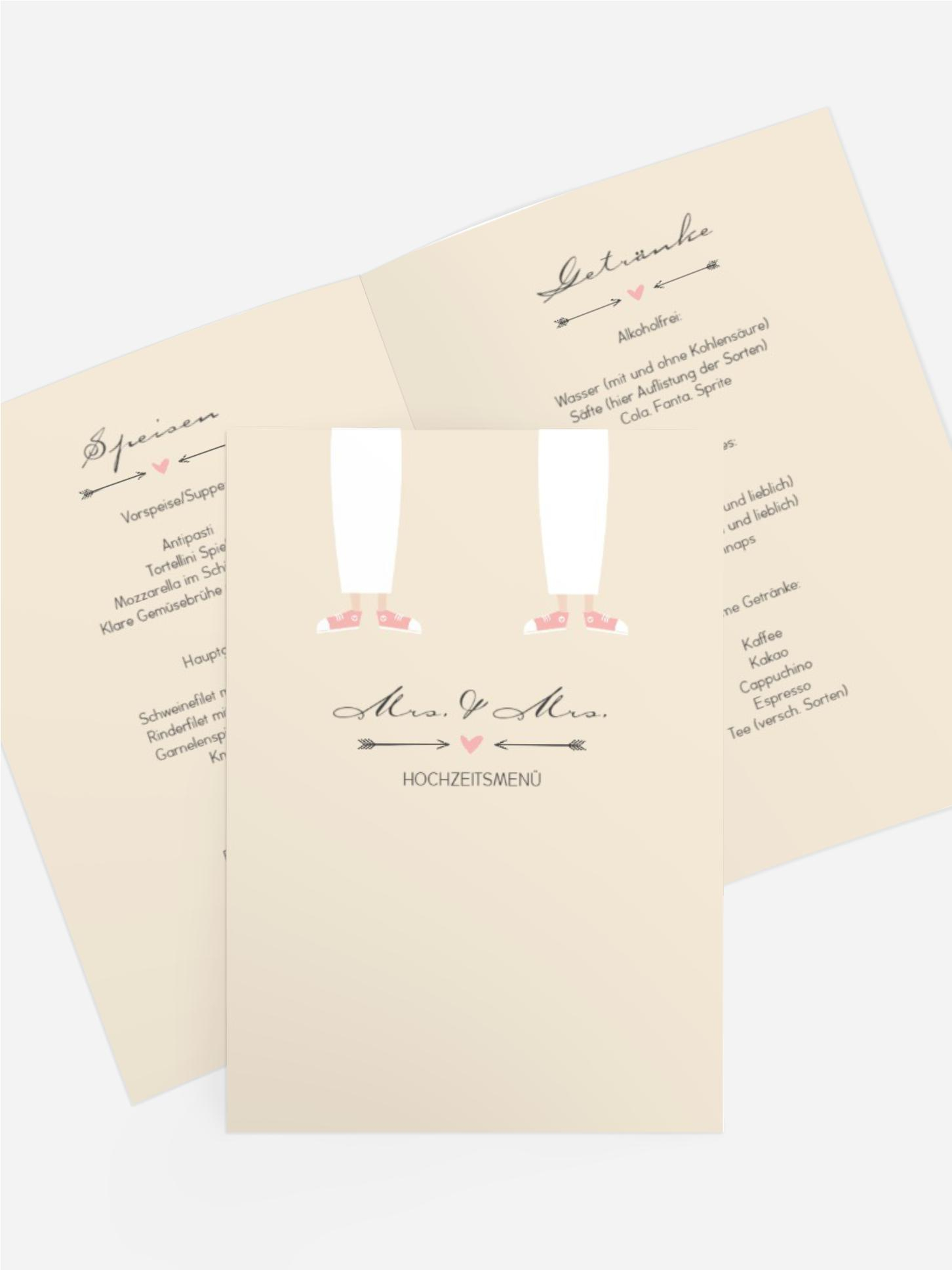 Menükarte zur Hochzeit Pärchen - Frauen Menükarte zur Hochzeit Pärchen - Frauen