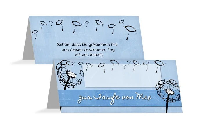 Tischkarte Taufe Pusteblume