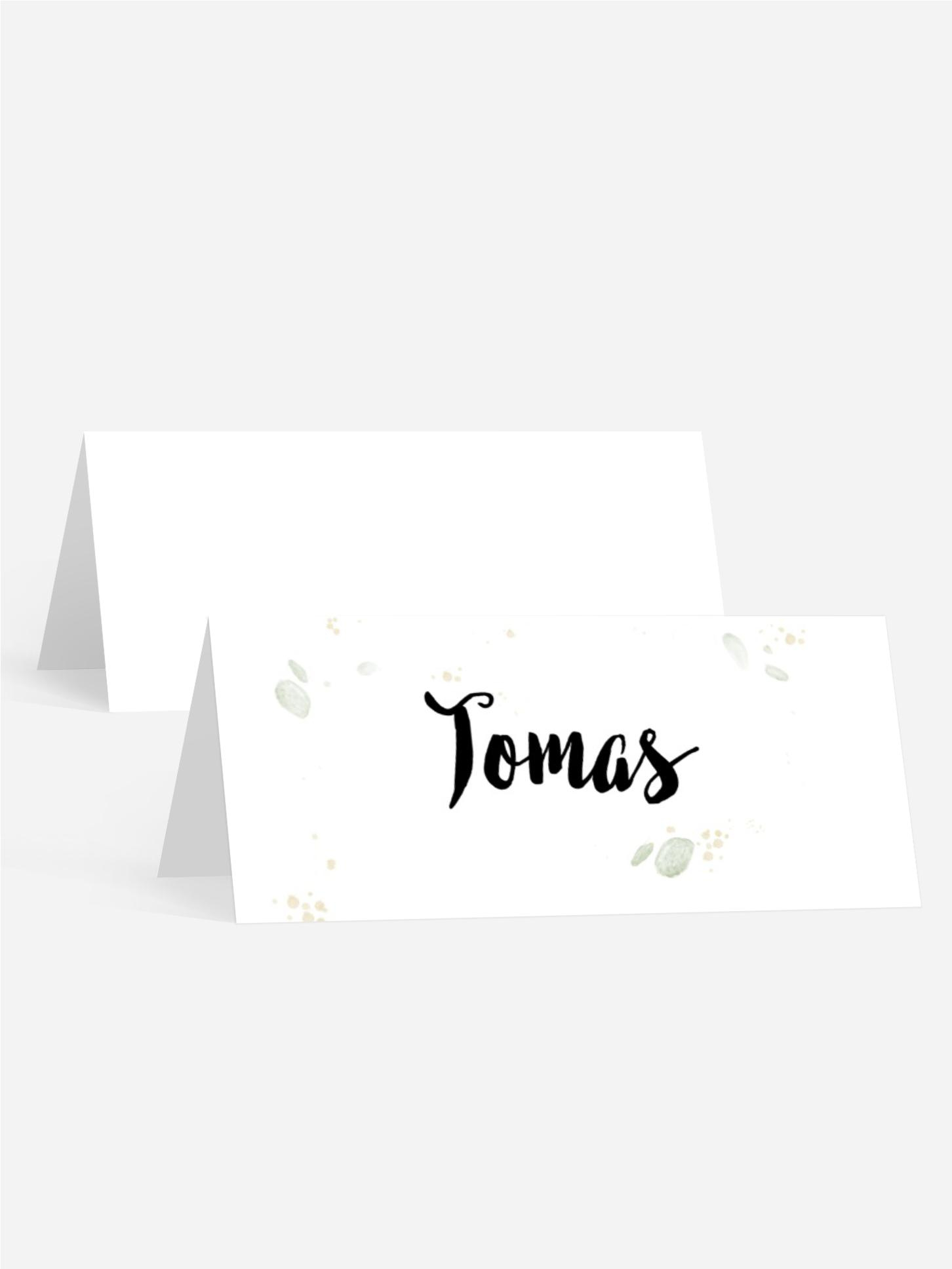 Tischkarte Konfirmation Aquarellflecken und Zweige