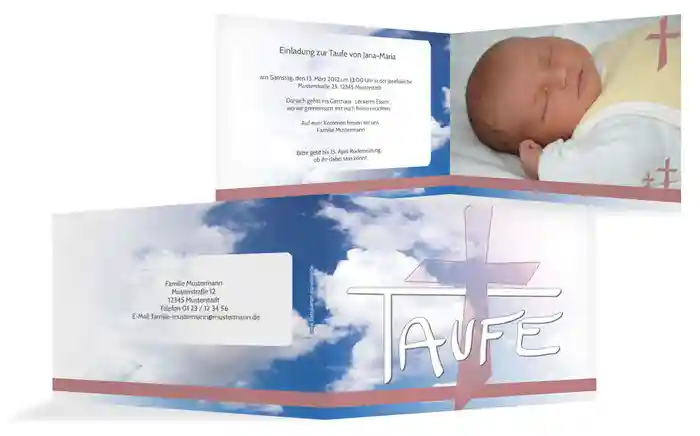 Einladungskarte Taufe Himmelskreuz