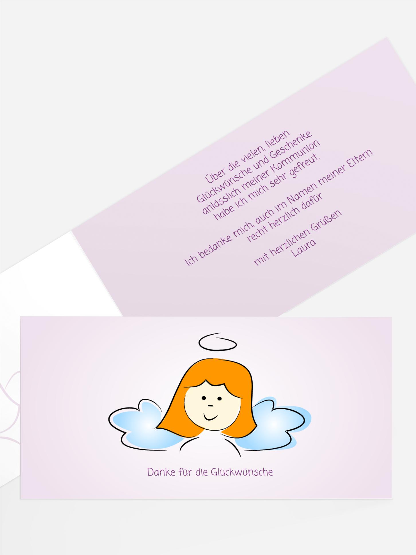 Dankeskarte Kommunion Engelchen Mädchen