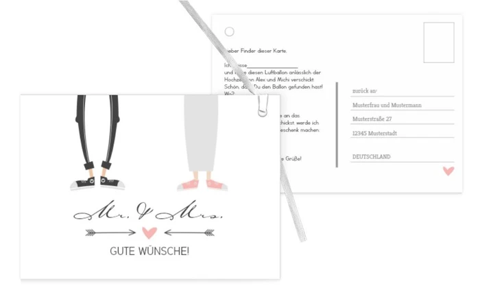 Ballonkarte zur Hochzeit Pärchen