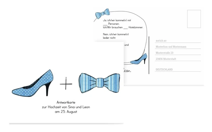 Antwortkarte High Heel und Fliege