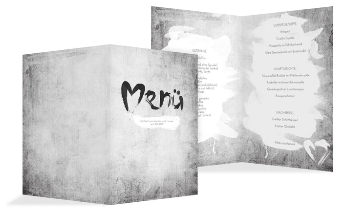 Menükarte Du+Ich=Liebe