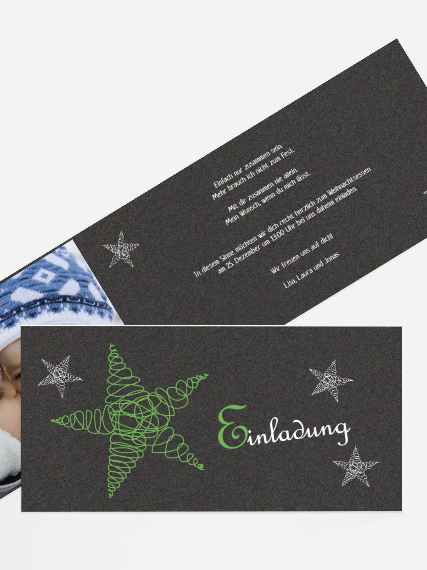 Weihnachten Einladung Privat Curly Star