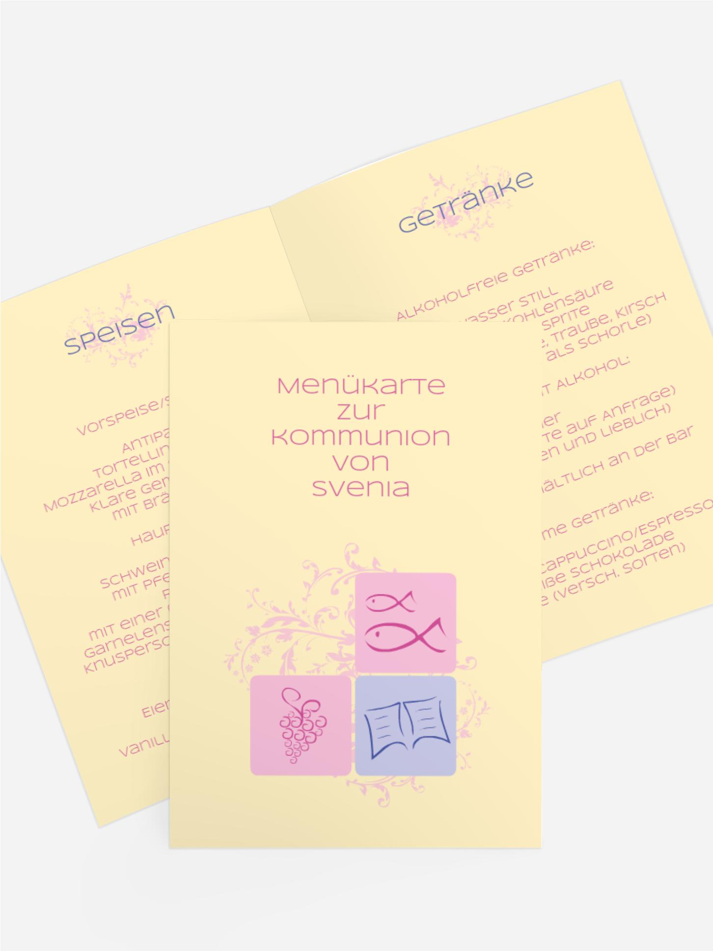 Menükarte Kommunion Fisch