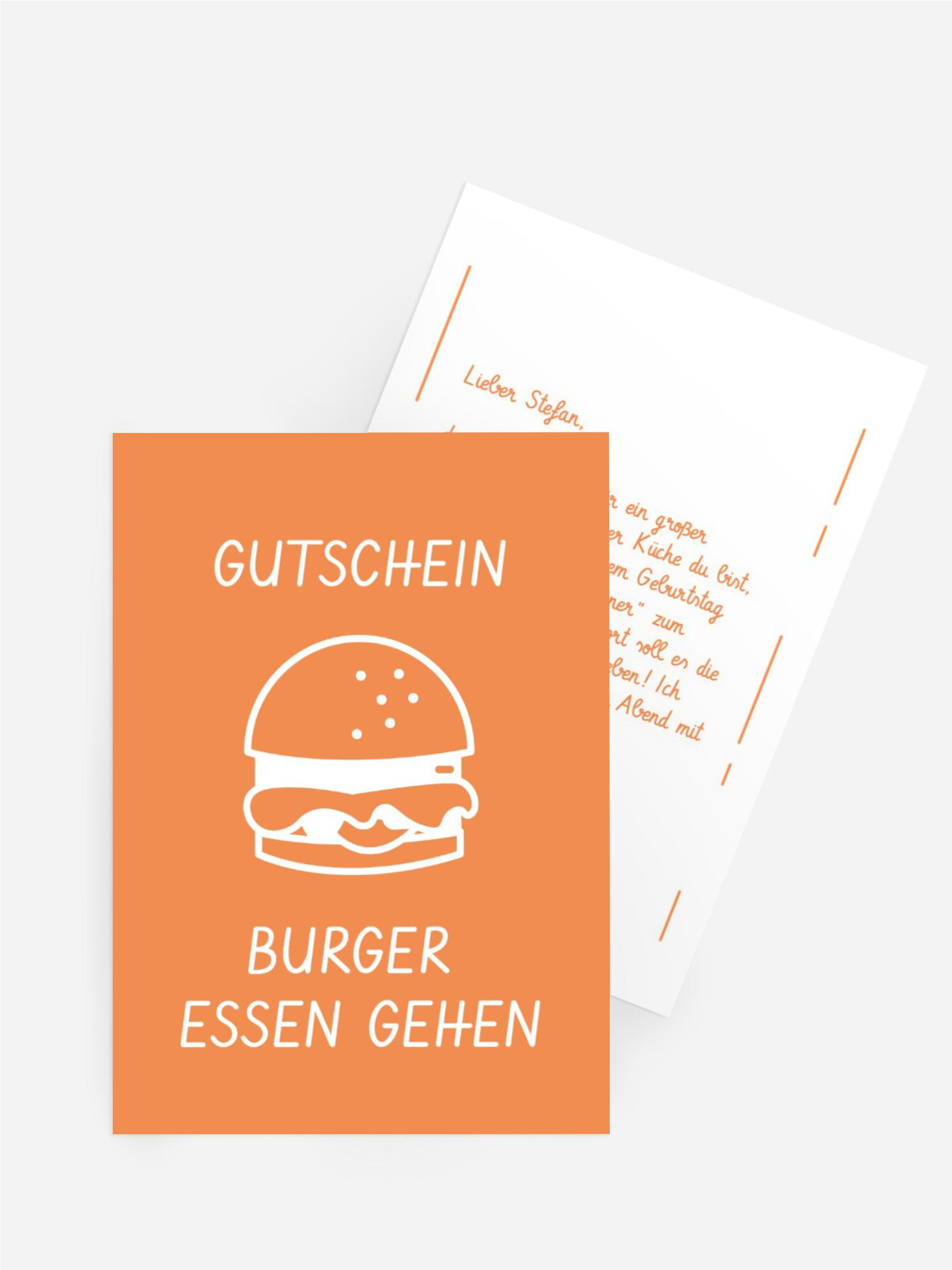Gutschein zum Geburtstag Burger essen gehen