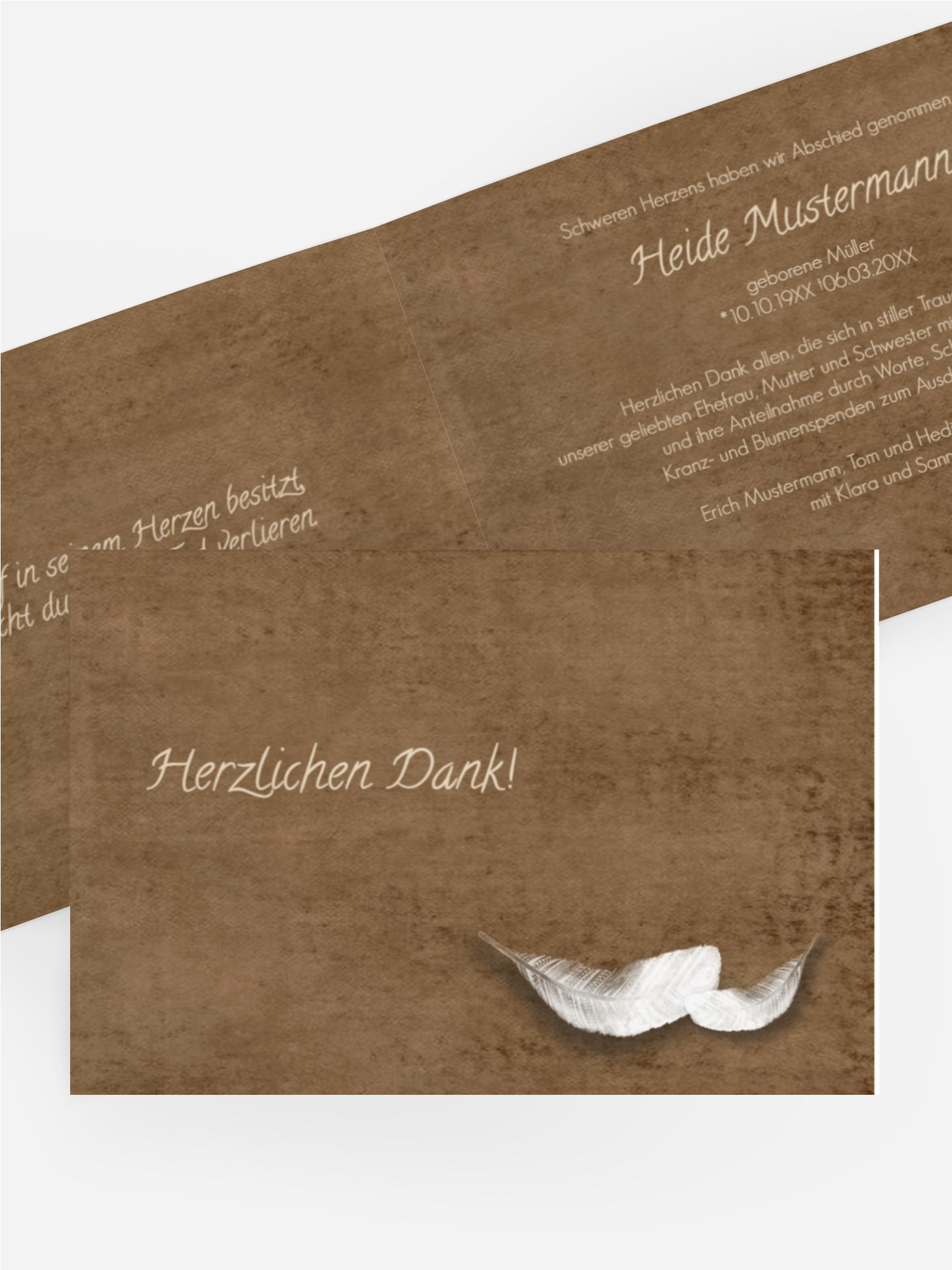 Dankeskarte Feder quer