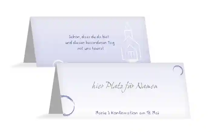 Tischkarte Konfirmation Kirche
