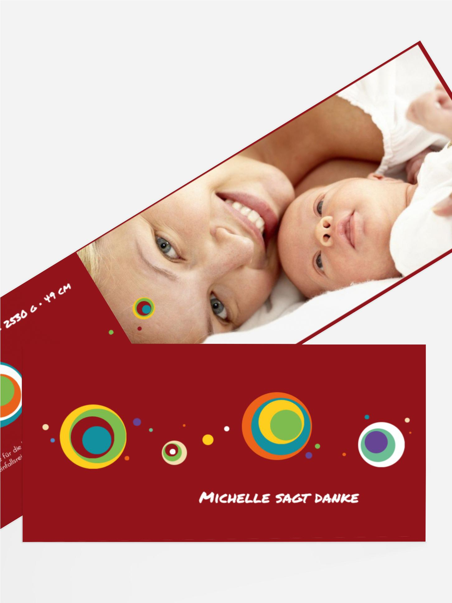 Baby Dankeskarte Retro Kreise