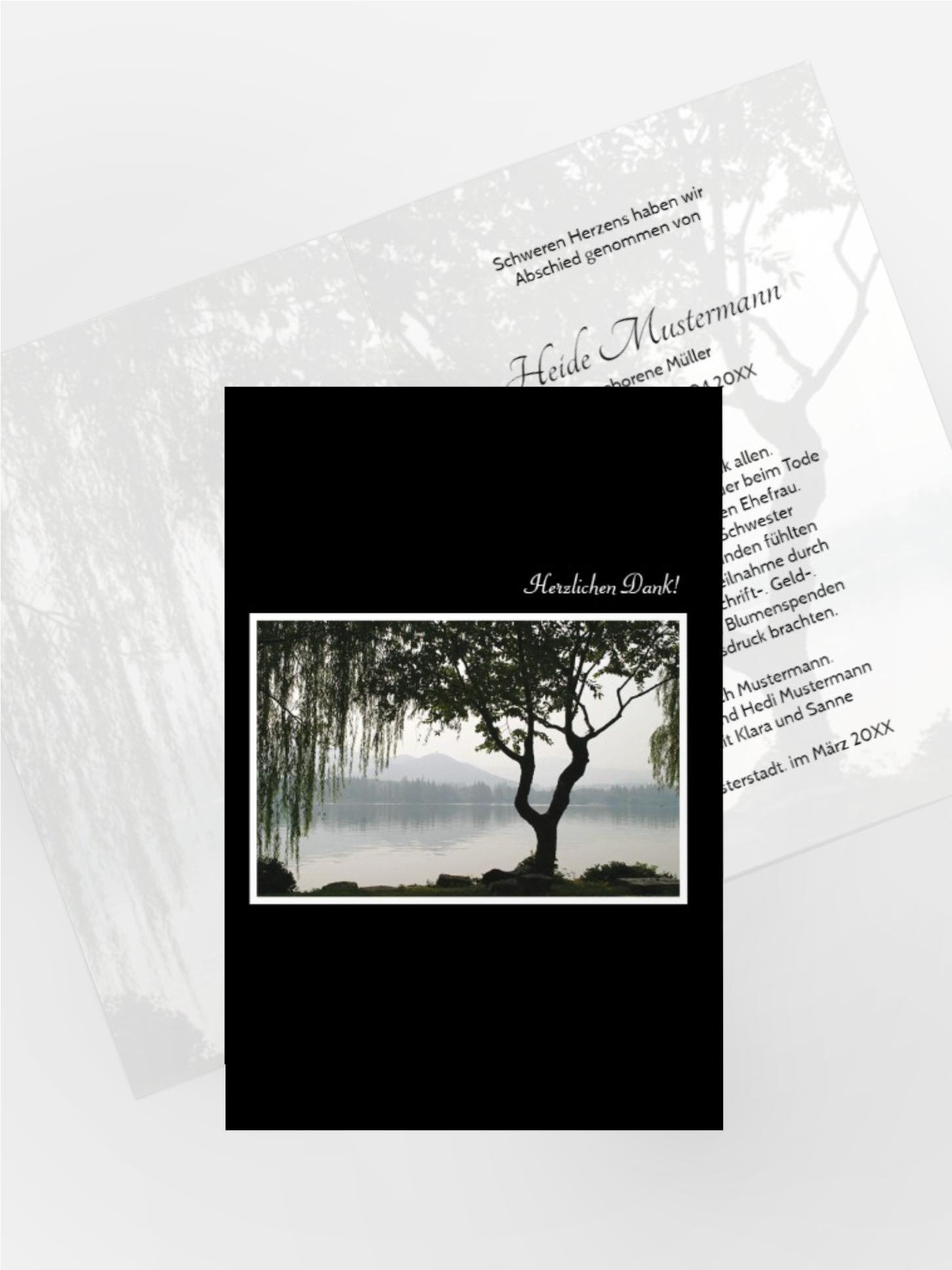 Dankeskarte Baum am See hoch