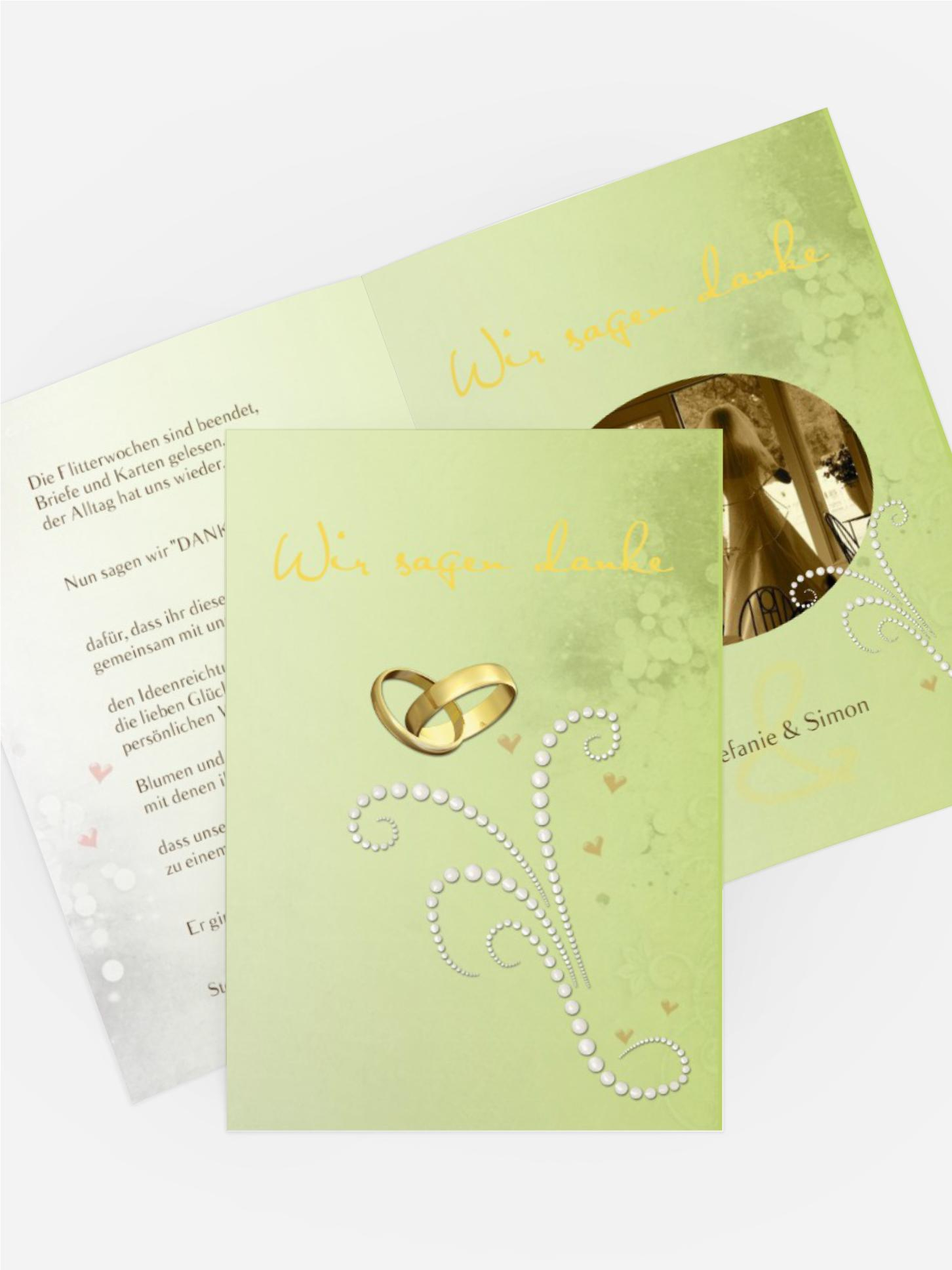 Dankeskarte Eheringe Perlen