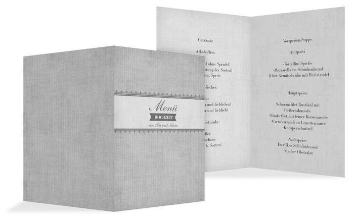 Menükarte Vintage Spitzenbordüre