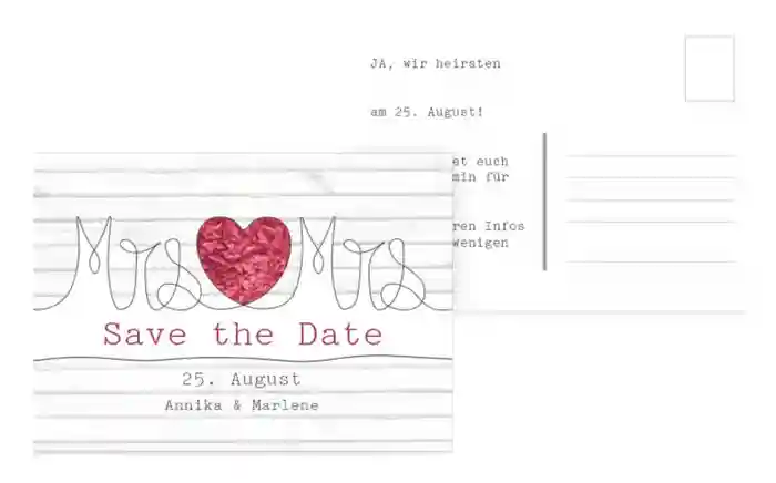 Save the Date Karte zur Hochzeit Mrs+Mrs Save the Date Karte zur Hochzeit Mrs+Mrs