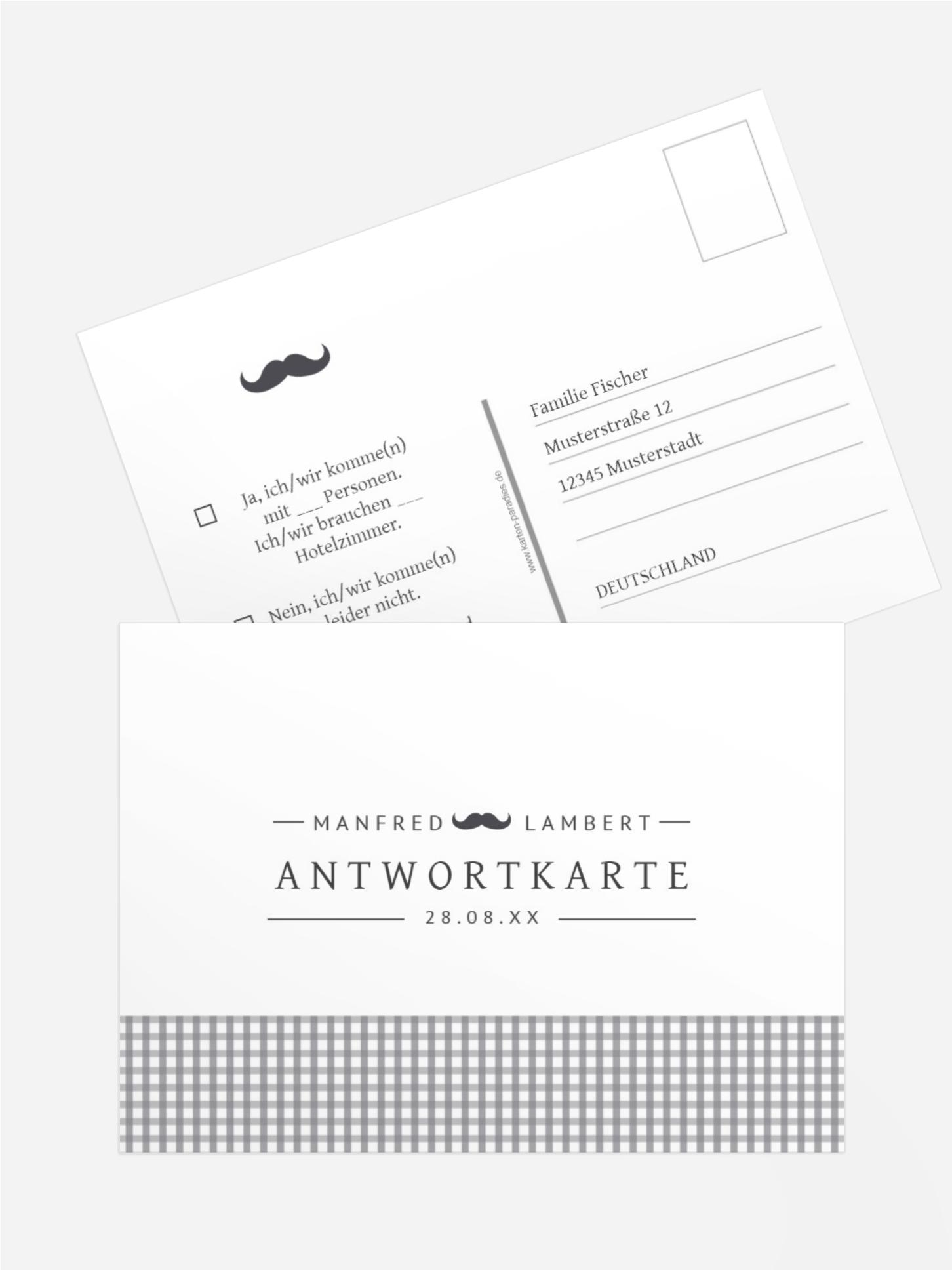 Antwortkarte XY Moustache love Antwortkarte XY Moustache love