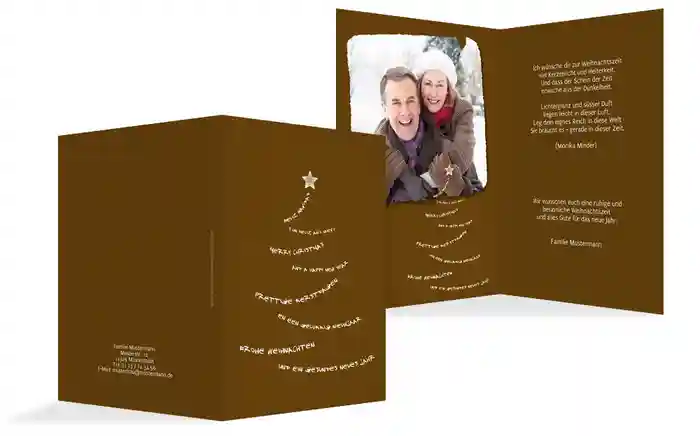 Grußkarte zu Weihnachten Privat Schriftbaum