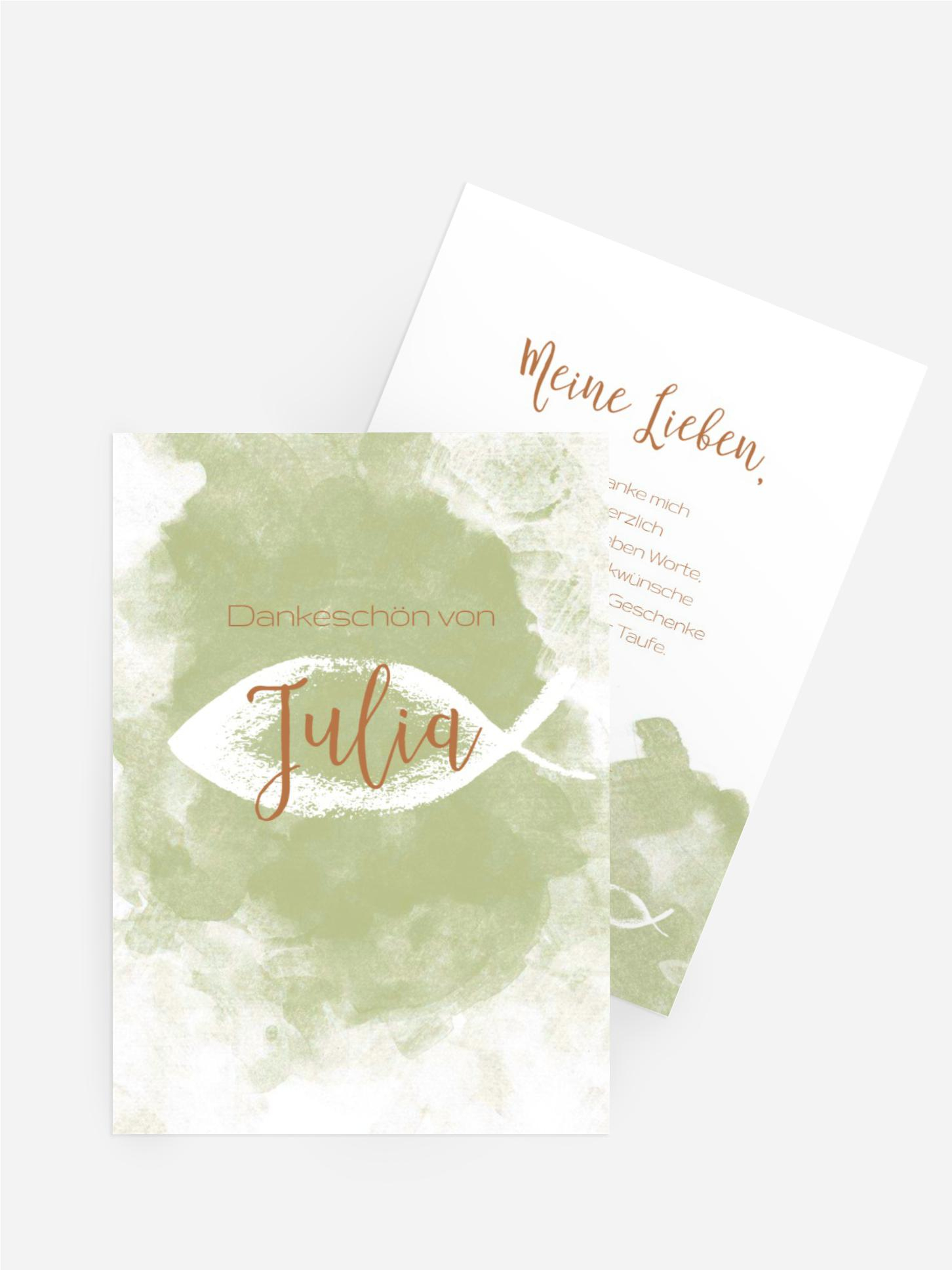 Dankeskarte Taufe Aquarelltraum
