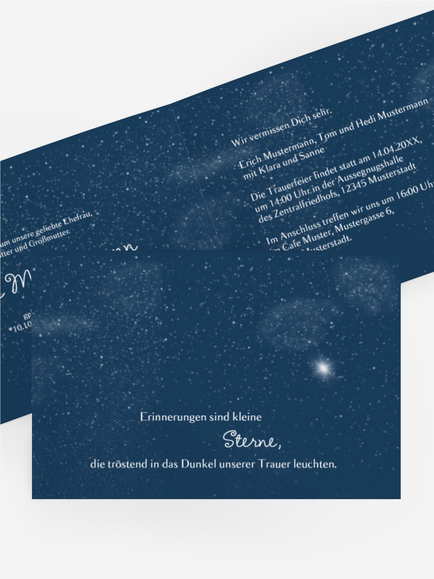 Trauerkarte starry sky quer Trauerkarte starry sky quer