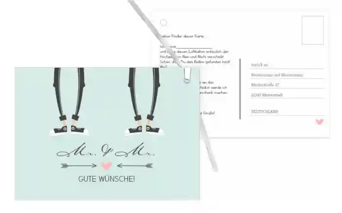 Ballonkarte zur Hochzeit Pärchen - Männer