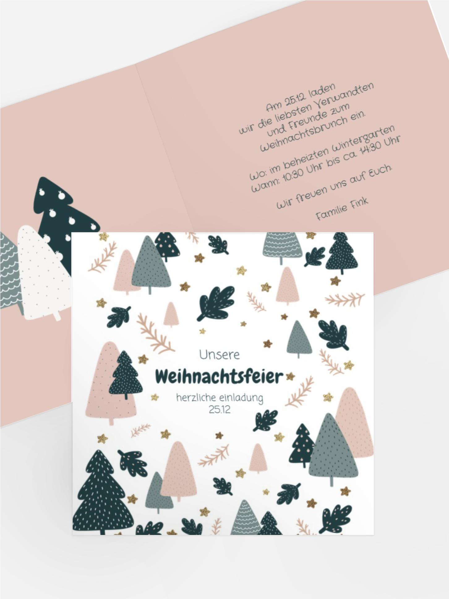 Einladung Weihnachten Pastell-Wald