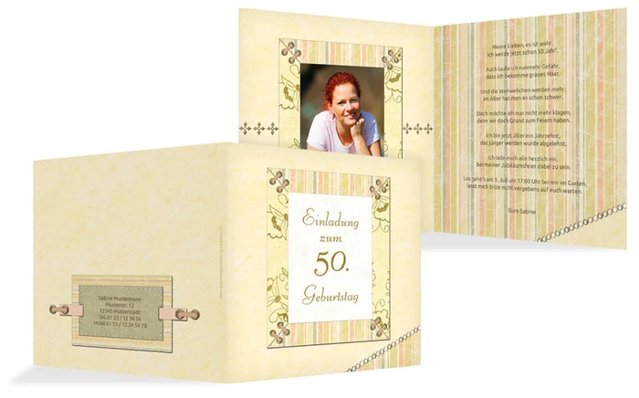Geburtstagseinladungskarte Nostalgie 50 Foto Geburtstagseinladungskarte Nostalgie 50 Foto