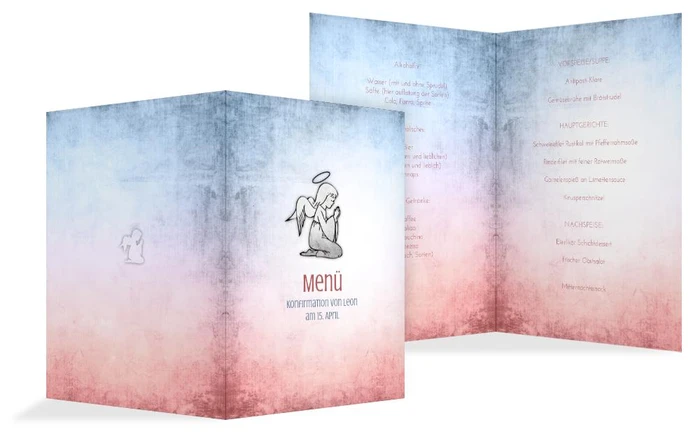 Menükarte Konfirmation grunge Engel