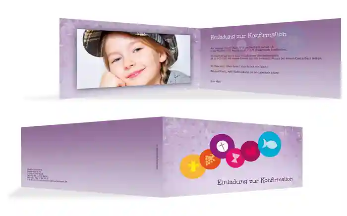 Einladung zur Konfirmation bunte Elemente