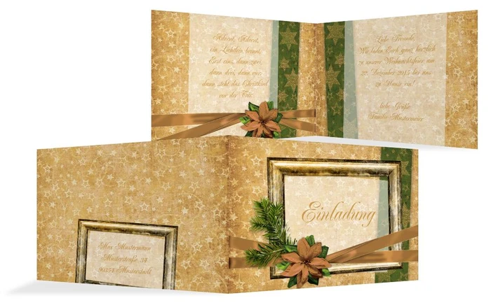 Weihnachtseinladung Goldenes Geschenk Weihnachtseinladung Goldenes Geschenk